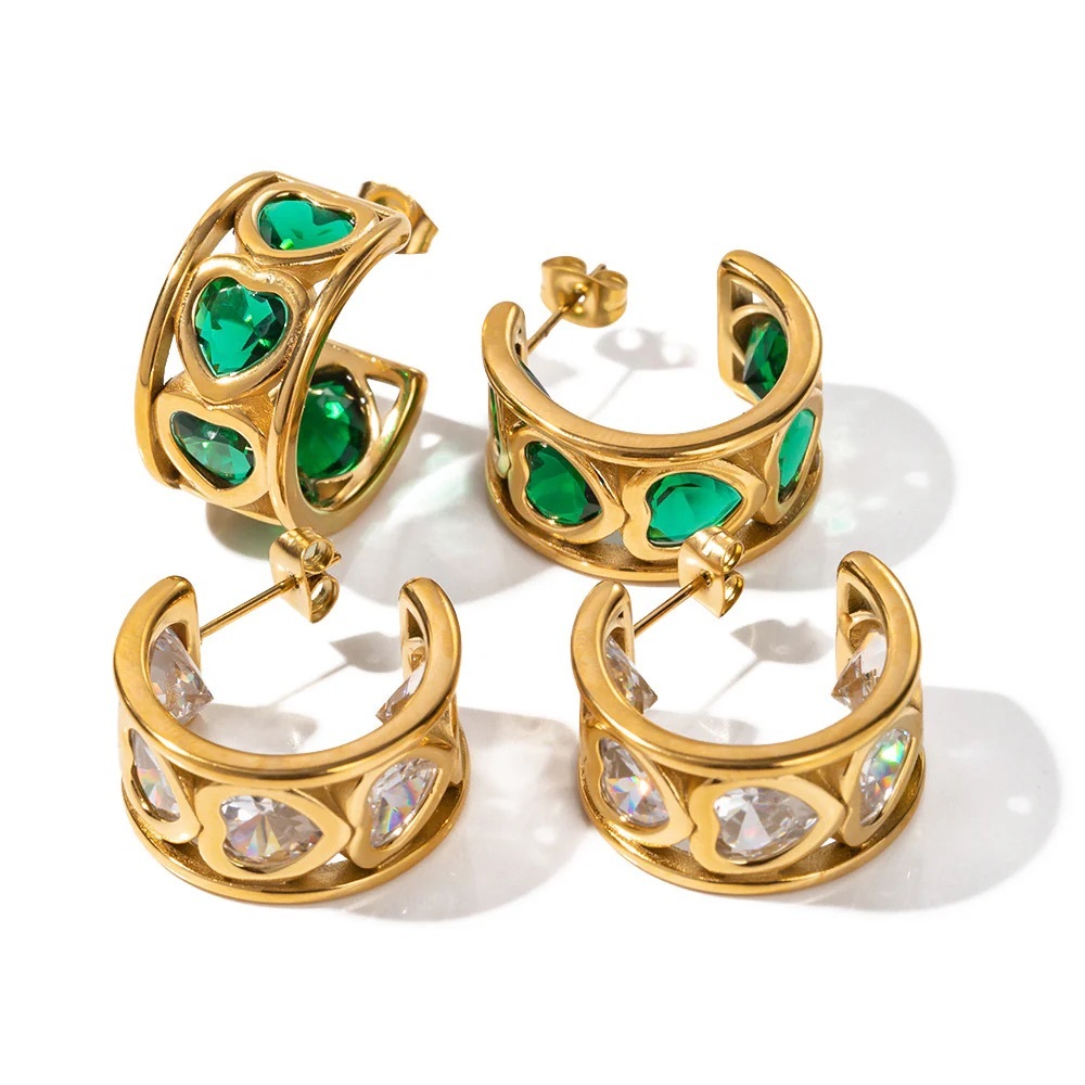 TWO PAIR for $55💎Chunky Hoop Earrings*18K Gold Plated*Heart Earrings